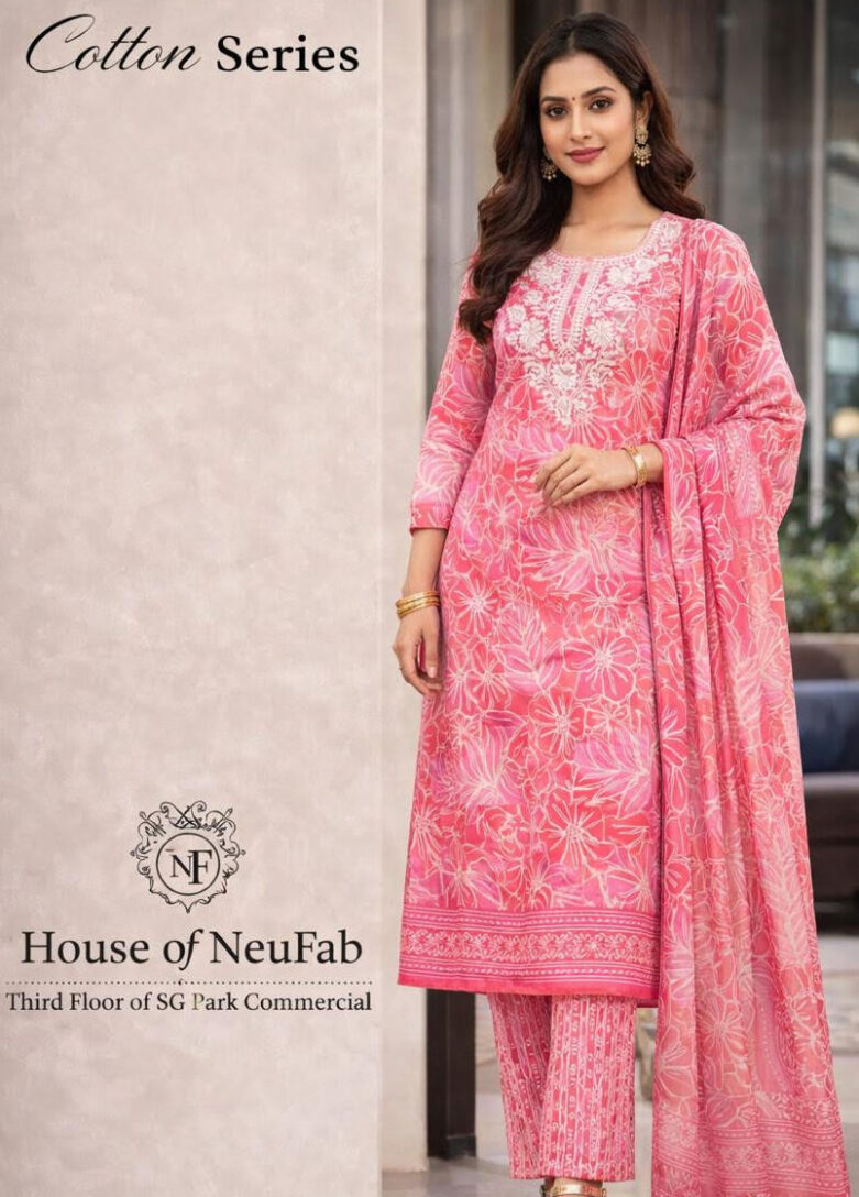 cotton 3pc pink suit